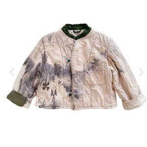 Military liner jacket, cropped over-dyed quilted Hungarian